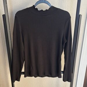 Maurices Black Ribbed Long Sleeve Top